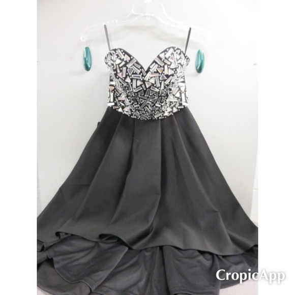 NWT, Bebe High/Low Crystal Prom Dress - Picture 1 of 6